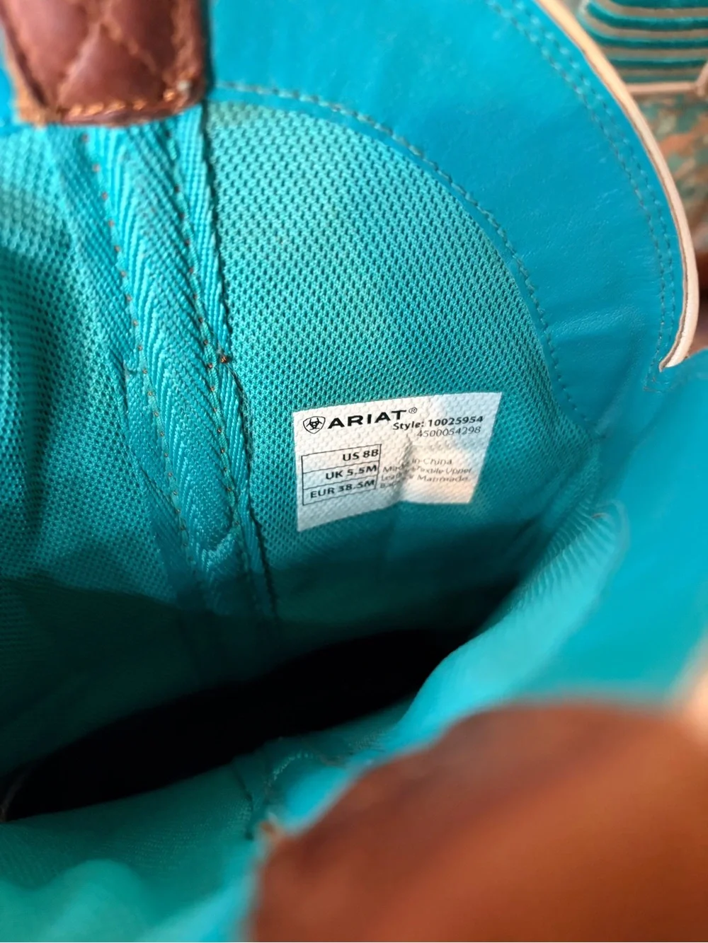 Ariat Turquoise Camo Leather Cowboy Boots - Picture 4 of 5